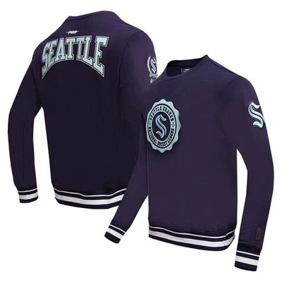 Shop Pro Standard Deep Sea Blue Seattle Kraken Crest Emblem Pullover Sweatshirt In Navy