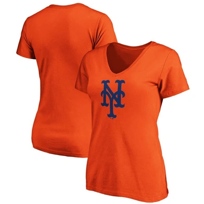 Shop Fanatics Branded Orange New York Mets Core Official Logo V-neck T-shirt