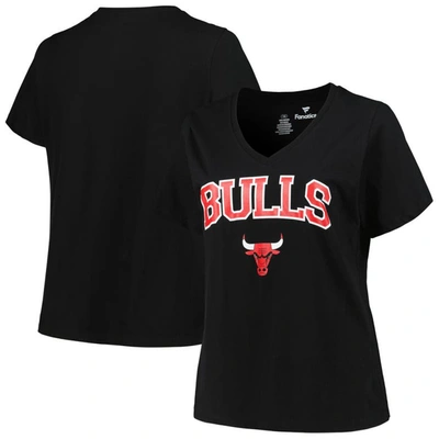 Shop Profile Black Chicago Bulls Plus Size Arch Over Logo V-neck T-shirt