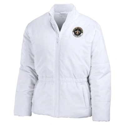 Shop Wear By Erin Andrews White New Orleans Saints Packaway Full-zip Puffer Jacket