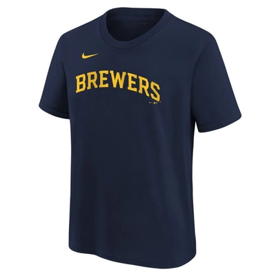 Shop Nike Youth  Rowdy Tellez Navy Milwaukee Brewers Player Name & Number T-shirt