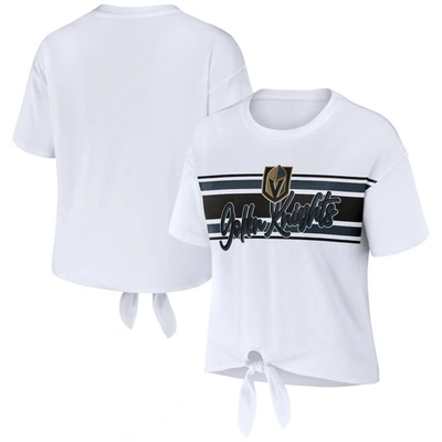 Shop Wear By Erin Andrews White Vegas Golden Knights Front Knot T-shirt