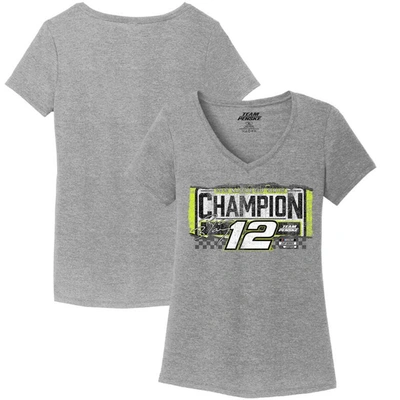 Shop Team Penske Heather Gray Ryan Blaney 2023 Nascar Cup Series Champion V-neck T-shirt