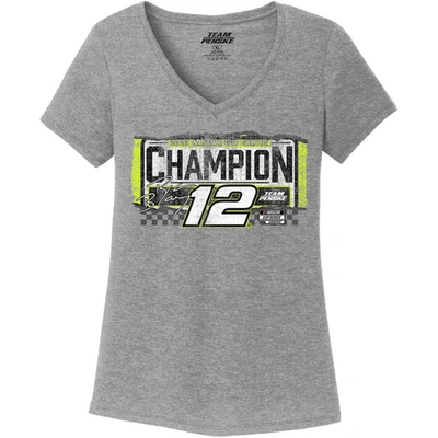 Shop Team Penske Heather Gray Ryan Blaney 2023 Nascar Cup Series Champion V-neck T-shirt