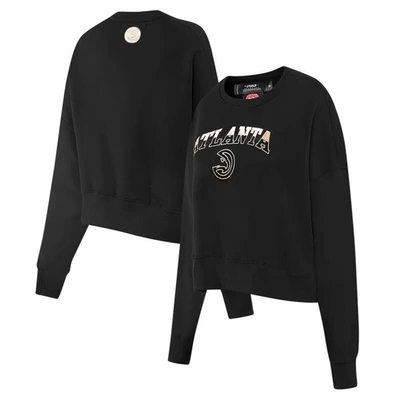 Shop Pro Standard Black Atlanta Hawks Glam Cropped Pullover Sweatshirt