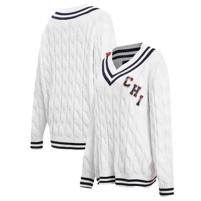 Shop Pro Standard White Chicago Bears Prep V-neck Pullover Sweater