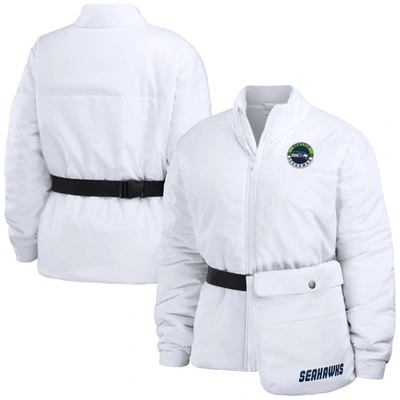 Shop Wear By Erin Andrews White Seattle Seahawks Packaway Full-zip Puffer Jacket