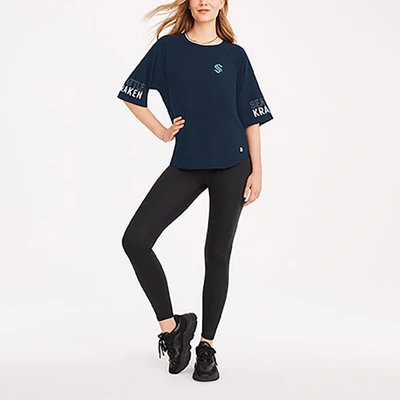 Shop Dkny Sport Navy Seattle Kraken Diana Tri-blend Oversized T-shirt