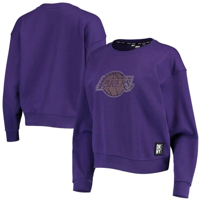 Shop Dkny Sport Purple Los Angeles Lakers Carrie Rhinestone Pullover Sweatshirt