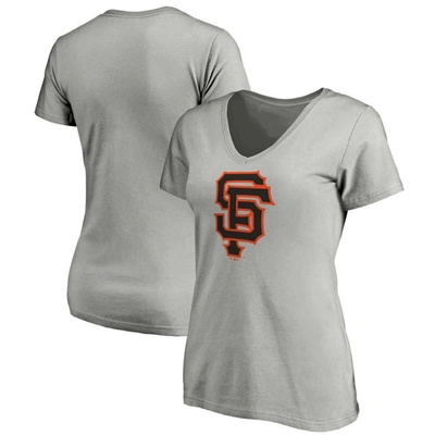 Shop Fanatics Branded Heathered Gray San Francisco Giants Core Official Logo V-neck T-shirt In Heather Gray