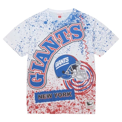 Mitchell & Ness White New York Giants Big & Tall Allover Print T-shirt In White