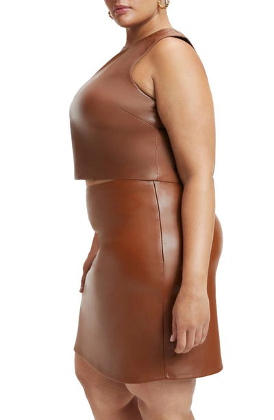 Shop Good American Better Than Leather Faux Leather Tank In Burnt Caramel002