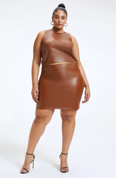 Shop Good American Better Than Leather Faux Leather Tank In Burnt Caramel002