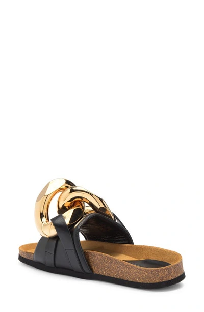 Shop Jw Anderson Curb Chain Slide Sandal In Black Chain Gold