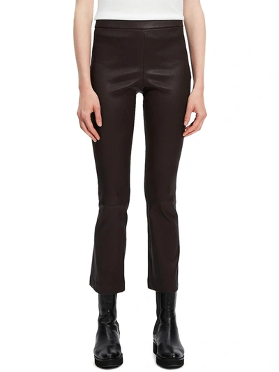 Shop Theory Womens Leather Slim Flared Pants In Black