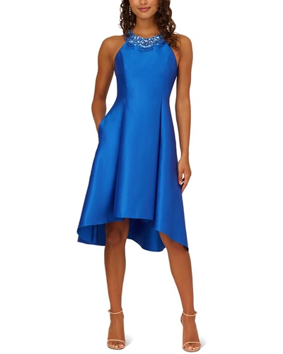 Shop Adrianna Papell High-low Solid Midi Dress In Blue