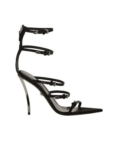 Shop Versace Pin-point Sandals In Black