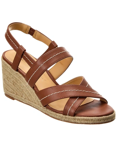 Shop Jack Rogers Polly Leather Mid Wedge Sandals In Brown