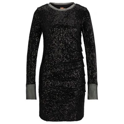 Shop Hugo Boss Slim-fit Dress With Sequin Embellishments In Black