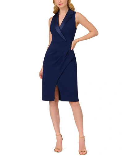 Shop Adrianna Papell Sheath Sleeveless Solid Midi Sheath Dress In Blue