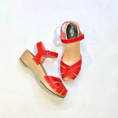 Shop Swedish Hasbeens Magdalena Wooden Sandal In Red