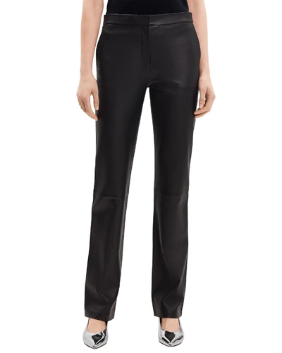 Shop Theory Slim-straight Leather Pant In Black