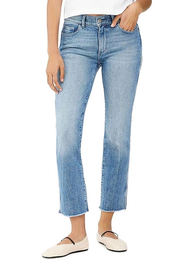 Shop Dl1961 Mara Womens Frayed Mid-rise Straight Leg Jeans In Multi