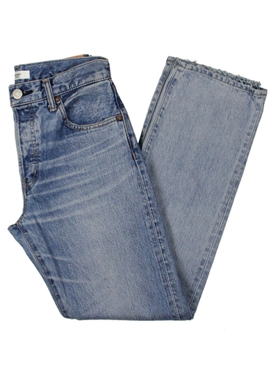 Shop Moussy Vintage Sahlen Womens Light Wash Mid-rise Straight Leg Jeans In Blue