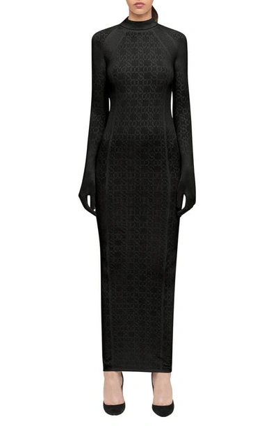 Shop Wolford Intricate Sheer Pattern Maxi Dress In Black
