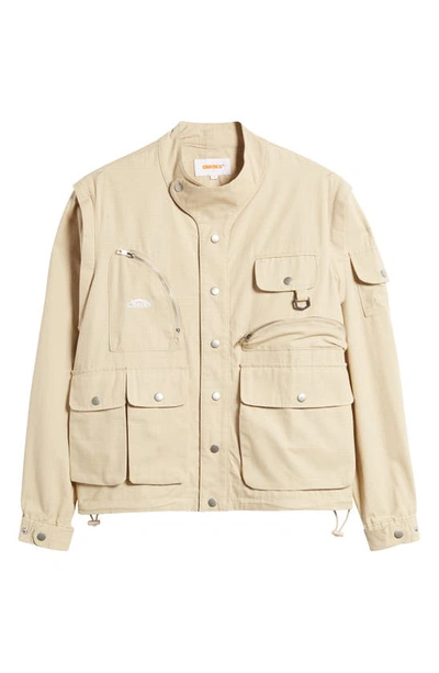 Shop Checks Safari Convertible Cotton Utility Jacket In Ecru