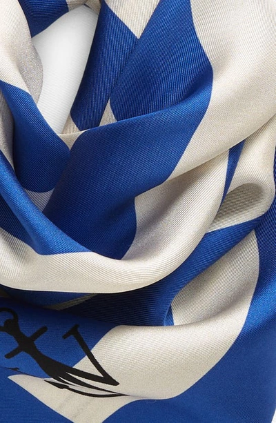 Shop Jw Anderson Stripe Silk Scarf In Blue/ White