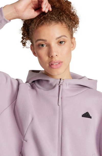 Shop Adidas Originals Z.n.e. Loose Fit Performance Zip Hoodie In Preloved Fig