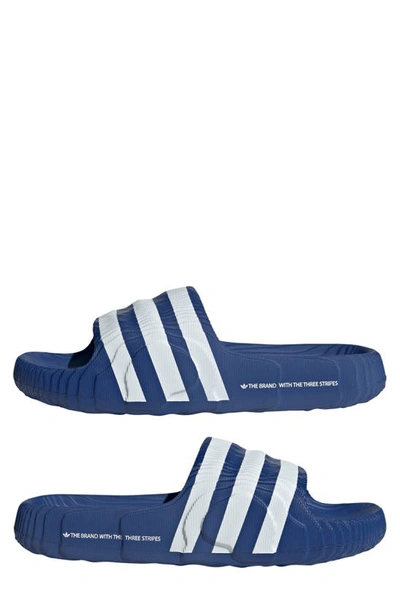 Shop Adidas Originals Adilette 22 Slide Sandal In Royal/ Royal/ White