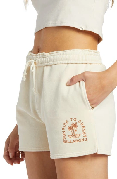 Shop Billabong Sunset Cotton Blend Fleece Shorts In Whitecap
