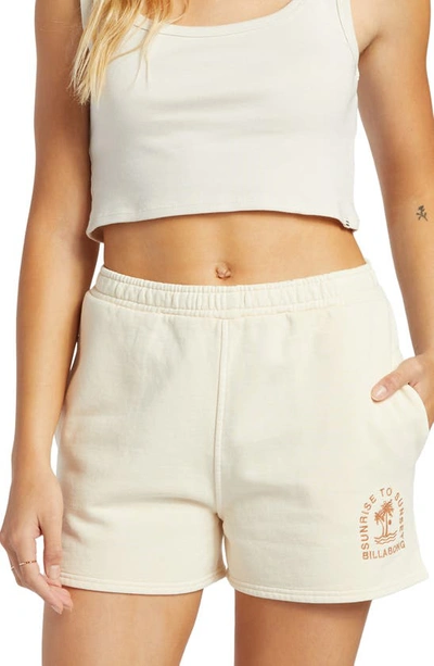 Shop Billabong Sunset Cotton Blend Fleece Shorts In Whitecap