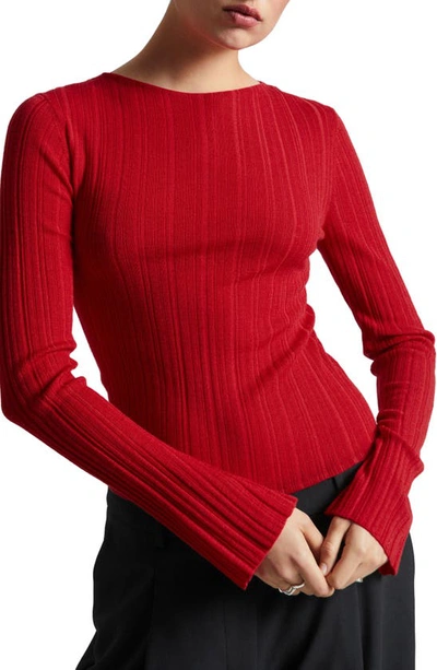 Shop & Other Stories Bell Sleeve Wool Rib Sweater In Red