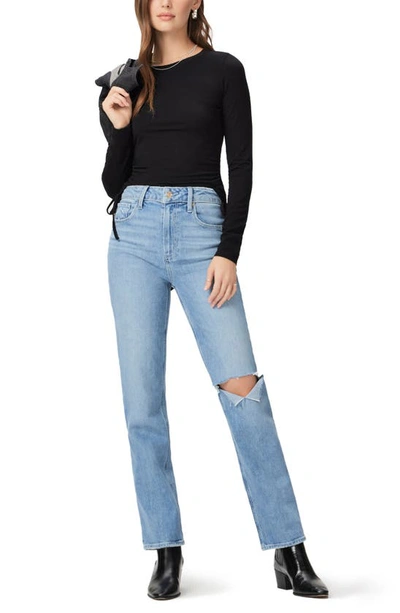Shop Paige Stella Distressed Straight Leg Jeans In Fascinate Destructed