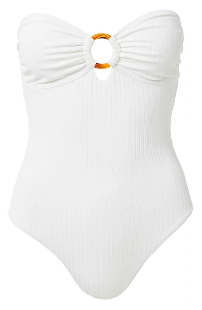 Shop Melissa Odabash Barbuda Strapless One-piece Swimsuit In Ivory Ribbed