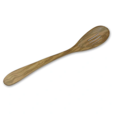 Shop Berard Handcrafted Olive Wood 12 Inch Slotted Spoon In Brown