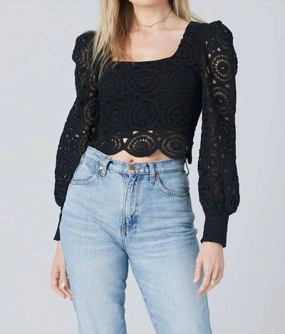 Shop Saltwater Luxe Embroidered Long Sleeve Blouse In Black
