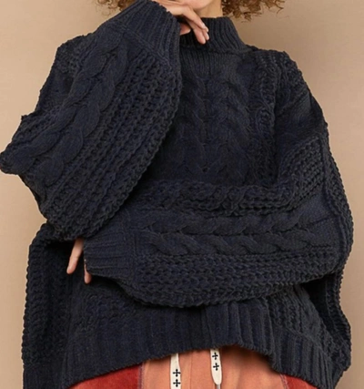 Shop Pol Cozy Luxurious Cable Sweater In Black