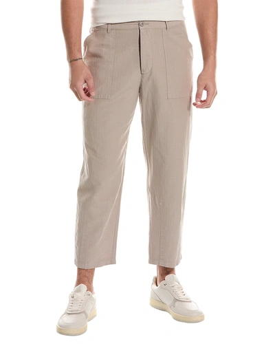 Shop Allsaints Archer Linen-blend Wide Tapered Trouser In Grey