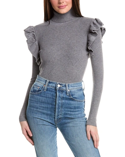 Shop Rain + Rose Ruffle Sweater In Grey