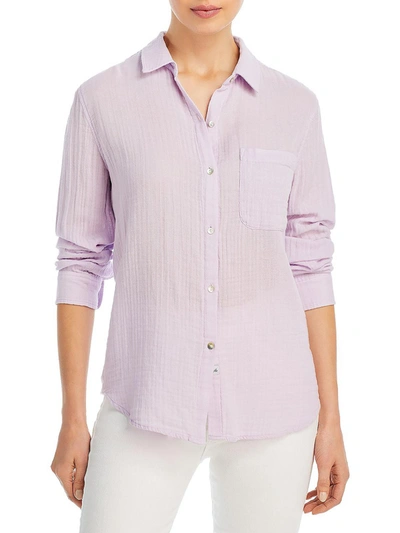 Shop Rails Ellis Womens Cotton Collared Button-down Top In Purple