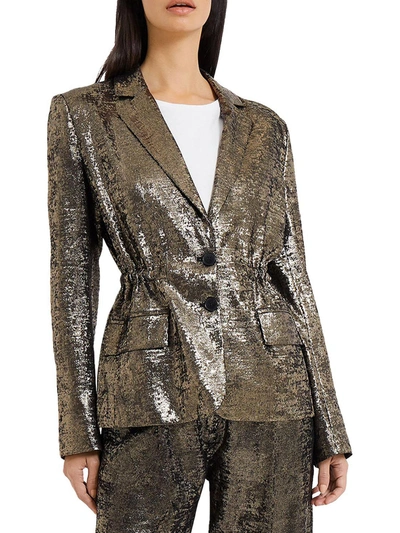 Shop French Connection Alara Womens Metallic Collared Two-button Blazer In Multi