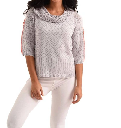 Shop French Kyss Raquelle Cowl-neck Crochet Top In Frost In Grey