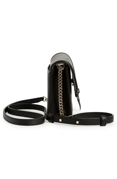 Kate Spade Knott Pebbled Leather Flap Crossbody Bag In Black