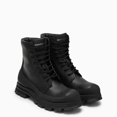 Shop Alexander Mcqueen Wander Black Leather Boot Men