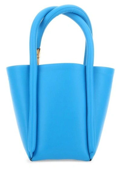Shop Boyy Woman Light Blue Leather Lotus 12 Handbag