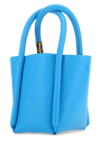 Shop Boyy Woman Light Blue Leather Lotus 12 Handbag